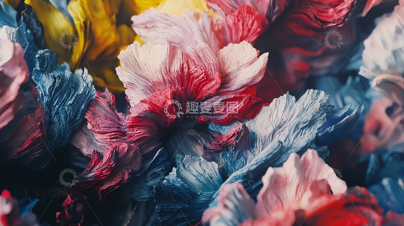 高清大图下载【趣麦麦图】色彩斑斓的抽象花朵