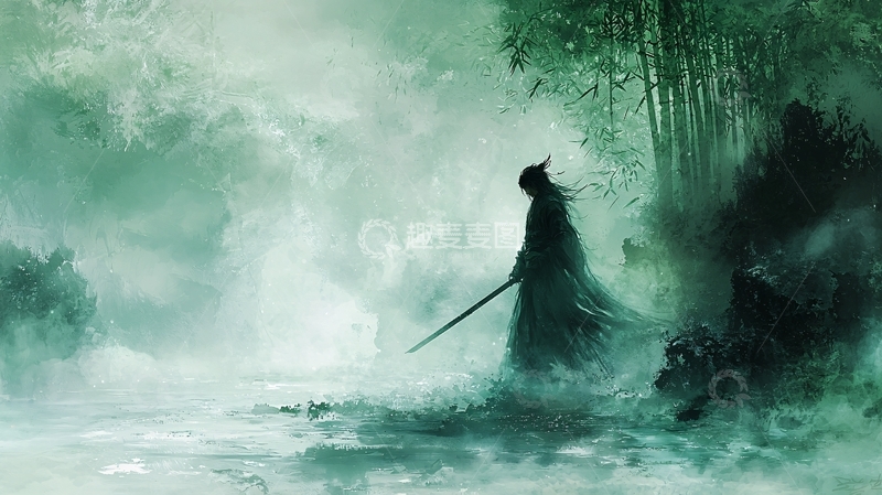 高清大图下载【趣麦麦图】水墨风格的武士