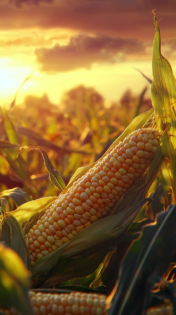 夕阳下成熟的玉米