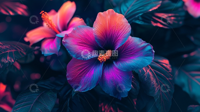 高清大图下载【趣麦麦图】梦幻绚丽的木槿花特写