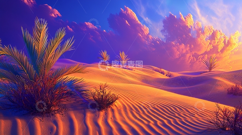 高清大图下载【趣麦麦图】沙漠日落