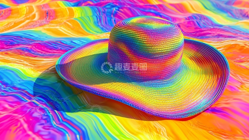 高清大图下载【趣麦麦图】彩虹色宽檐帽
