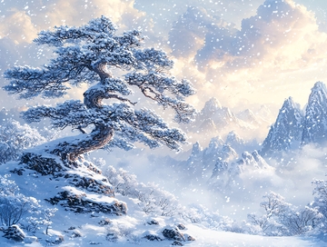 雪山上的孤松