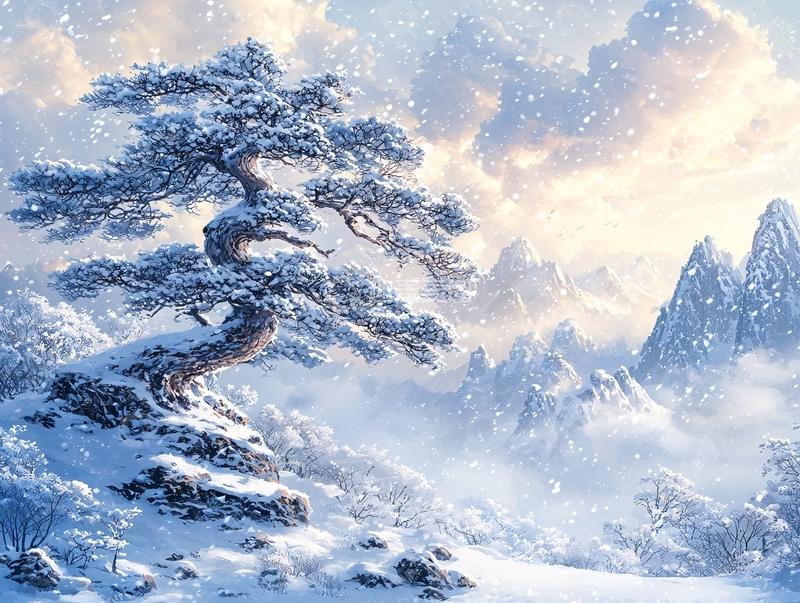 高清大图下载【趣麦麦图】雪山上的孤松