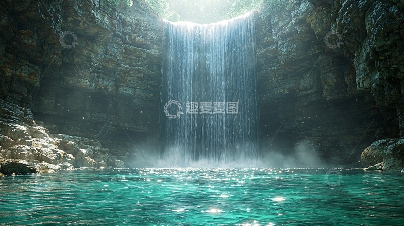 高清大图下载【趣麦麦图】洞穴瀑布