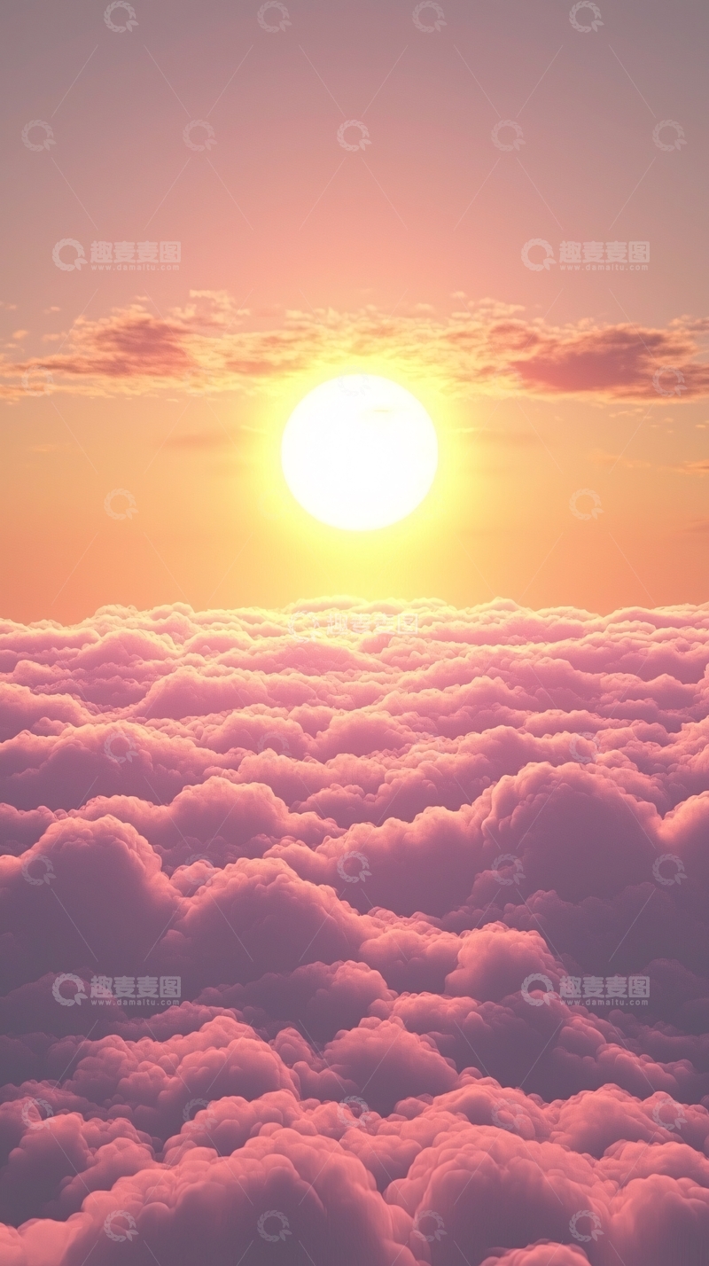 高清大图下载【趣麦麦图】粉色云海日出
