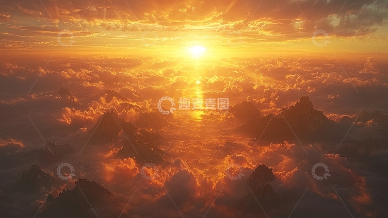 高清大图下载【趣麦麦图】金色阳光穿透云层