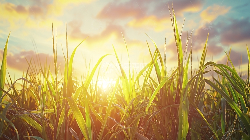 高清大图下载【趣麦麦图】日出时分麦田景色