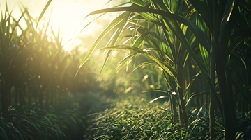 阳光洒在甘蔗田里