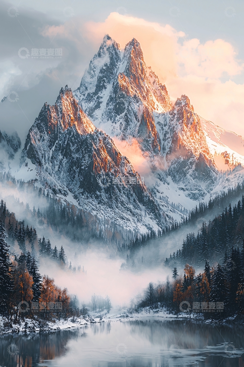 高清大图下载【趣麦麦图】雪山日出65