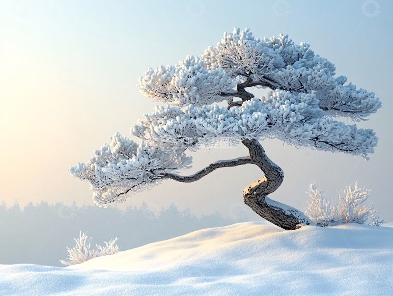 高清大图下载【趣麦麦图】冬日雪景松树
