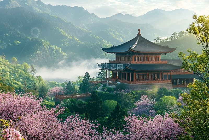 高清大图下载【趣麦麦图】山间古建筑