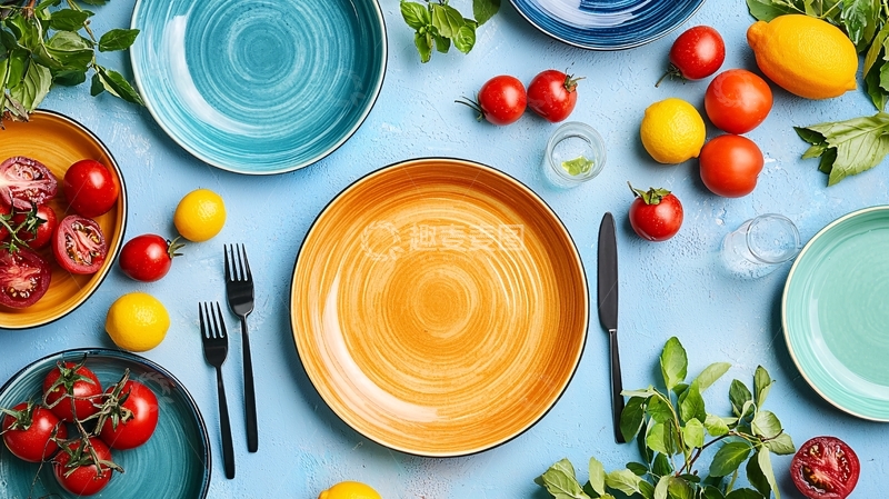 高清大图下载【趣麦麦图】彩色餐盘