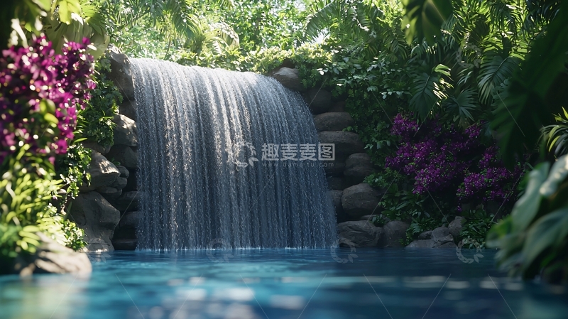 高清大图下载【趣麦麦图】热带雨林瀑布