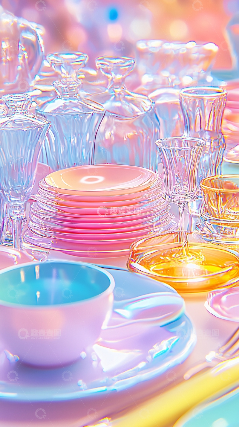 高清大图下载【趣麦麦图】梦幻彩色餐具