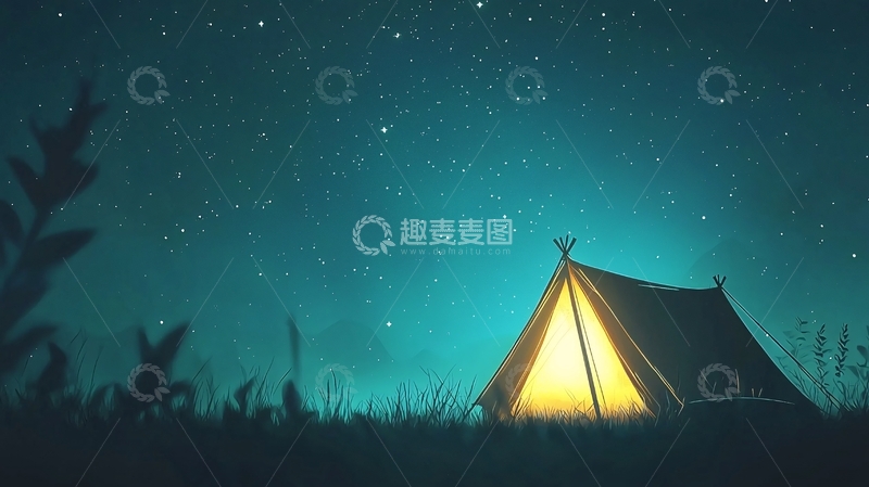 高清大图下载【趣麦麦图】星空下帐篷