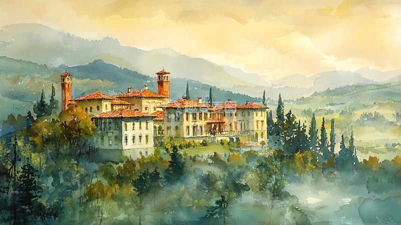 高清大图下载【趣麦麦图】山顶上的古典建筑