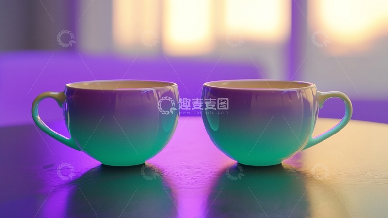 高清大图下载【趣麦麦图】渐变色陶瓷杯