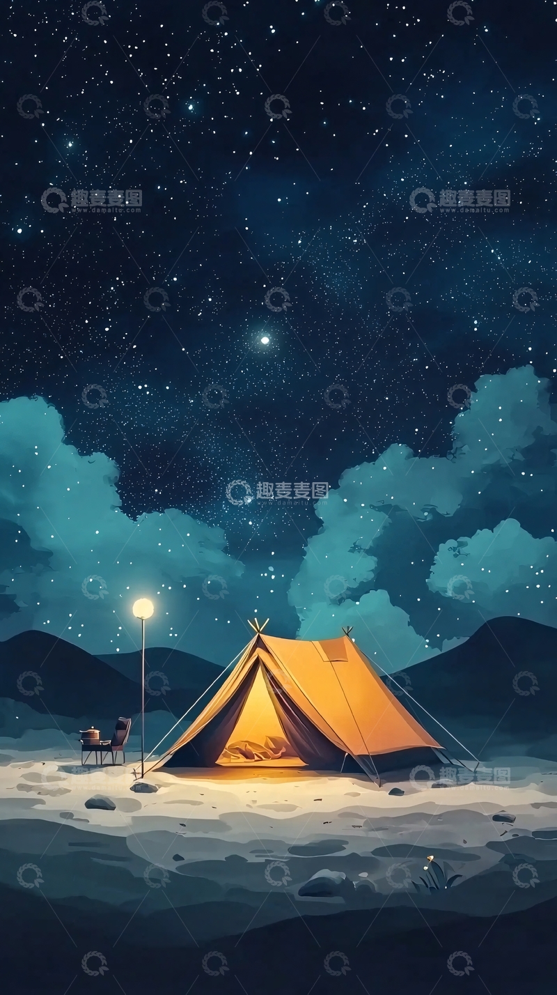 高清大图下载【趣麦麦图】星空下帐篷