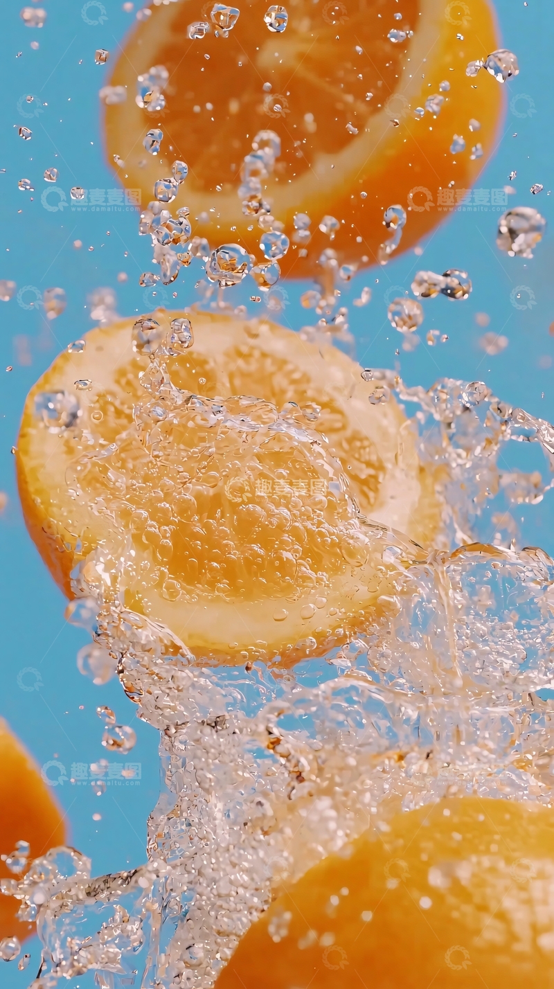 高清大图下载【趣麦麦图】橙子水花四溅