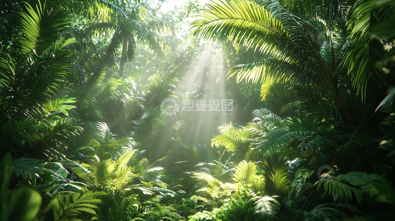 高清大图下载【趣麦麦图】茂密森林阳光穿透