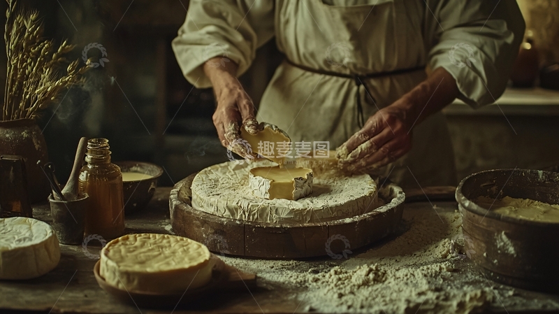 高清大图下载【趣麦麦图】中世纪风格手工制作奶酪