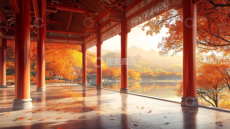 高清大图下载【趣麦麦图】中国古典建筑秋景