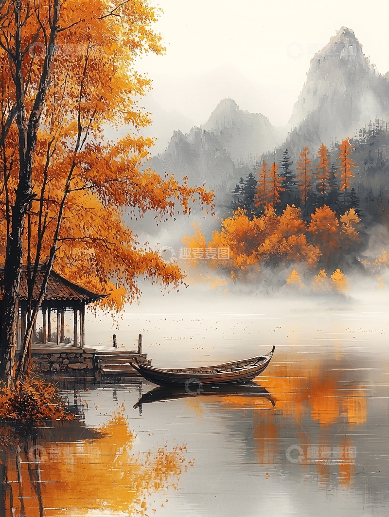 高清大图下载【趣麦麦图】山水画意境秋色