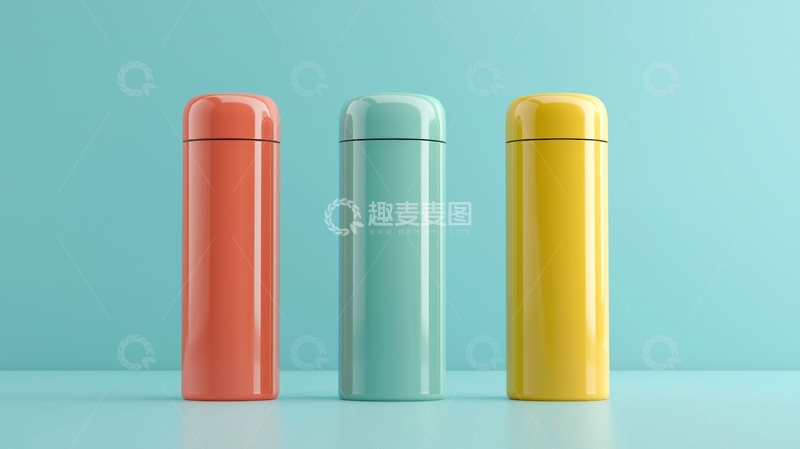 高清大图下载【趣麦麦图】三款颜色鲜艳的保温杯