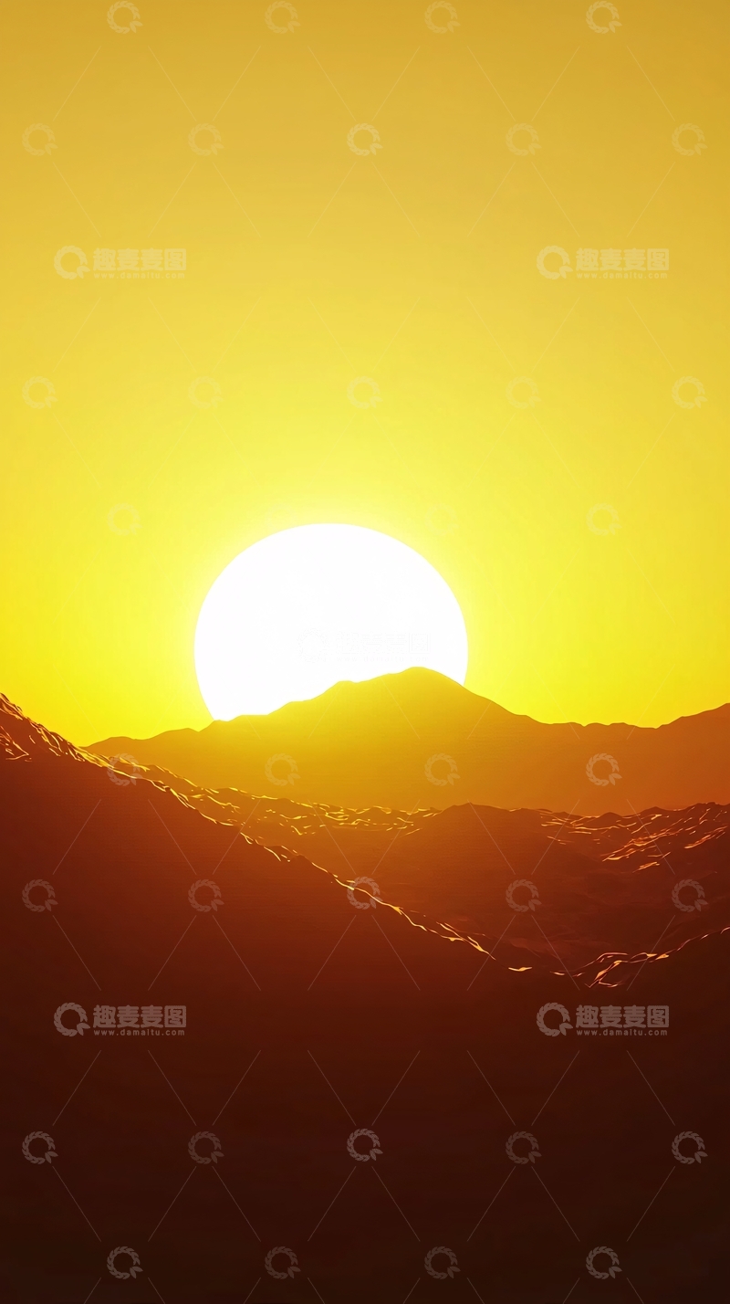 高清大图下载【趣麦麦图】金色山脉日落