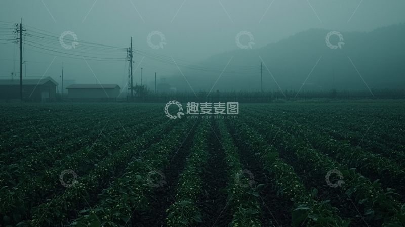 高清大图下载【趣麦麦图】雾气弥漫的田野