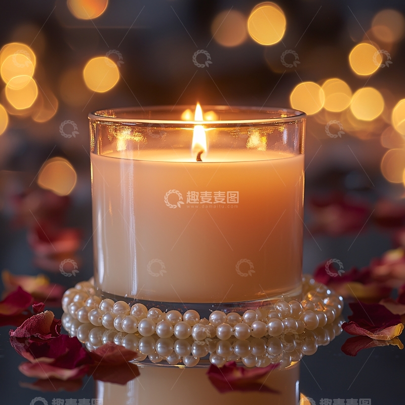 高清大图下载【趣麦麦图】温暖烛光珍珠装饰