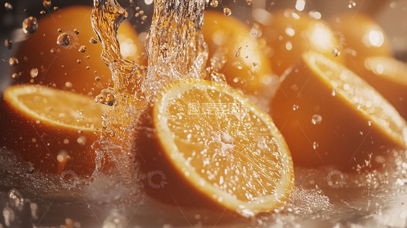 高清大图下载【趣麦麦图】橙子水花四溅