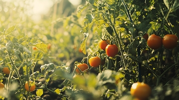 阳光下成熟的西红柿