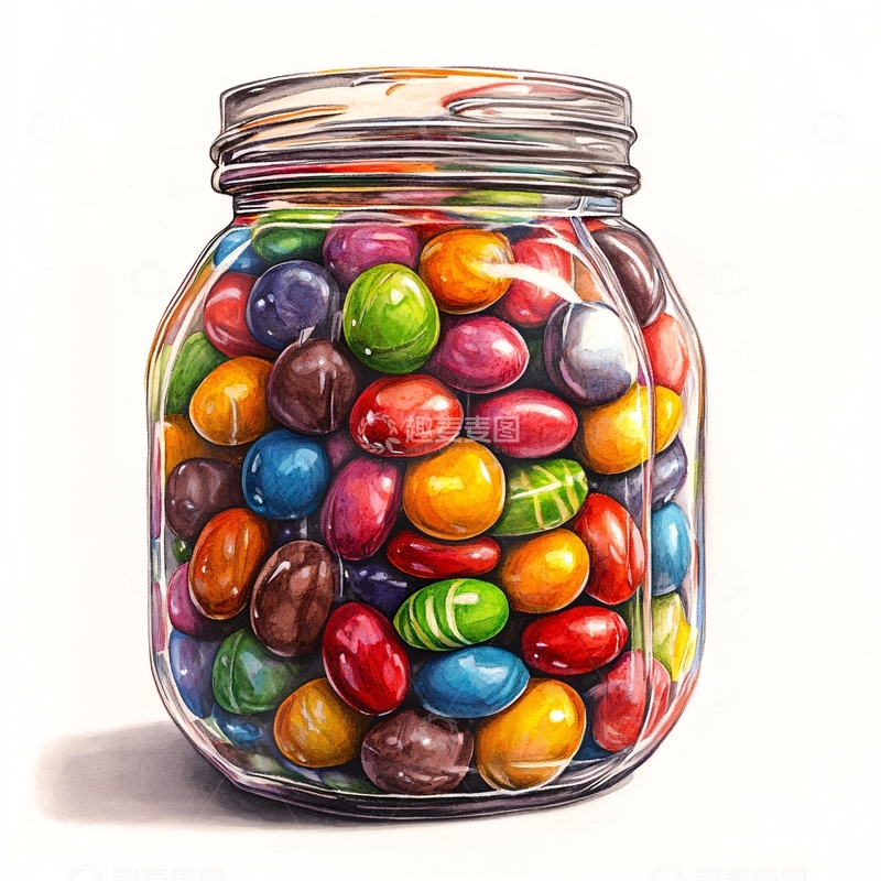 高清大图下载【趣麦麦图】玻璃罐子里的彩色糖果