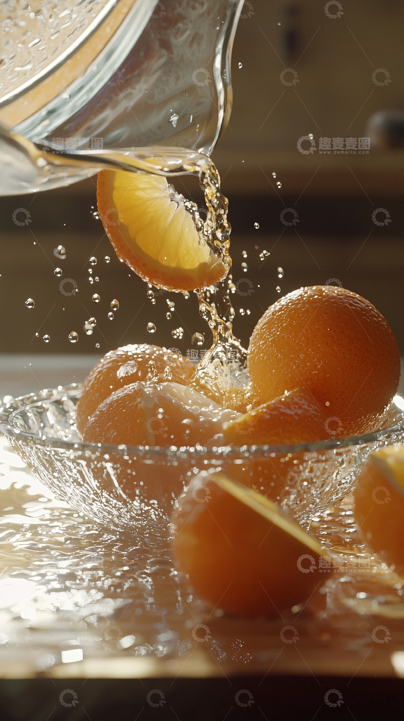 高清大图下载【趣麦麦图】清水冲洗橙子