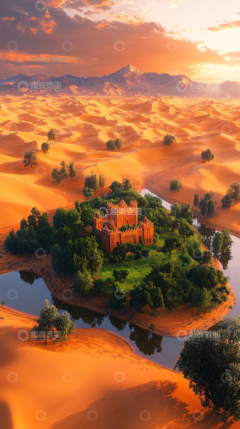高清大图下载【趣麦麦图】沙漠绿洲