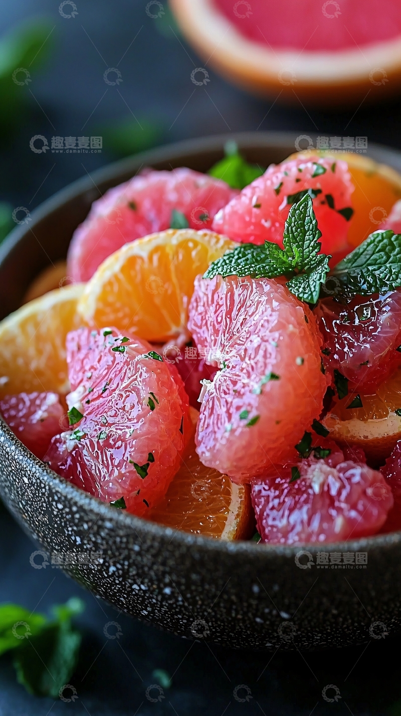 高清大图下载【趣麦麦图】柑橘类水果沙拉