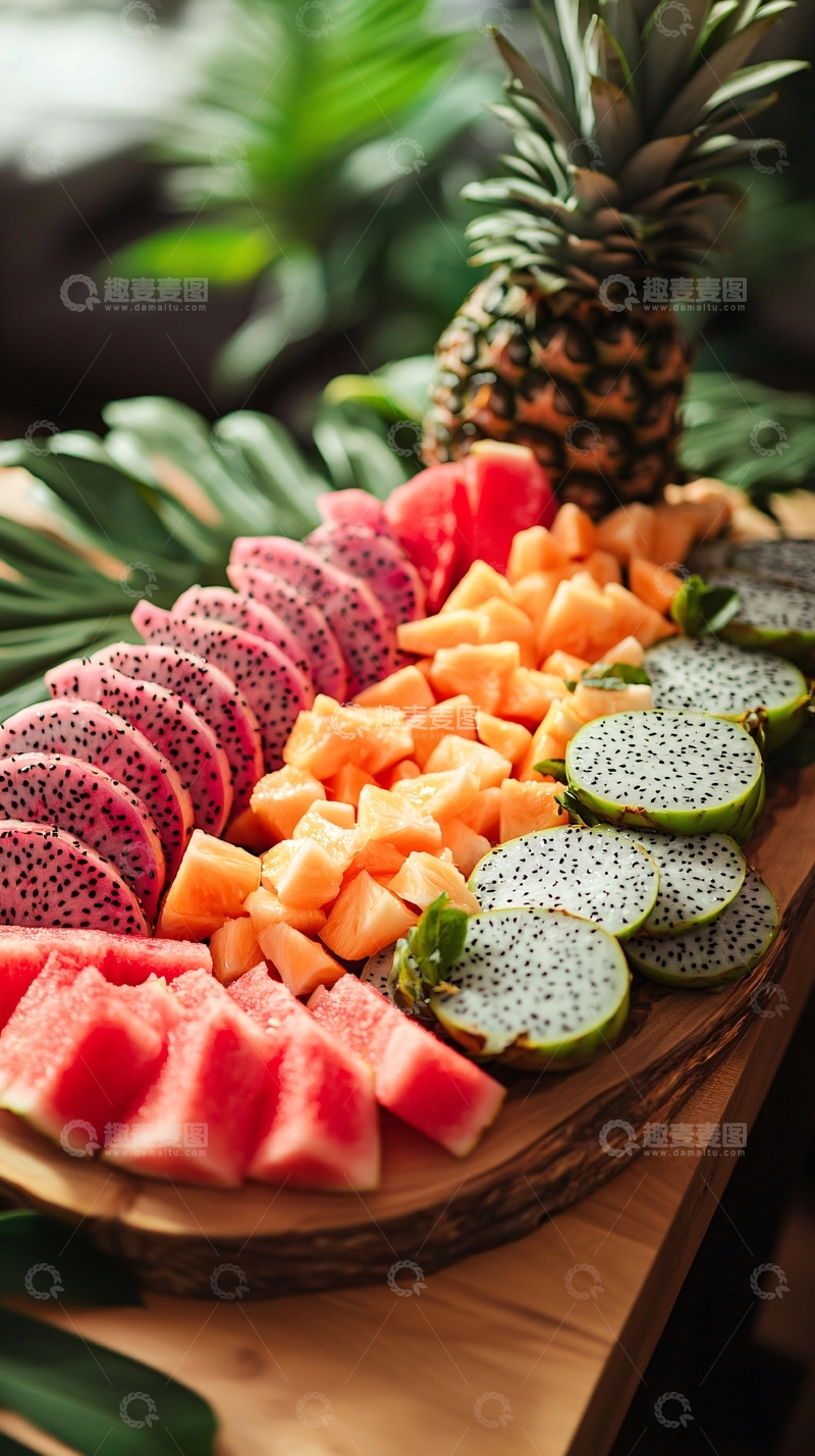 高清大图下载【趣麦麦图】木质托盘水果拼盘