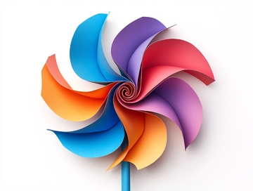 彩色纸风车特写