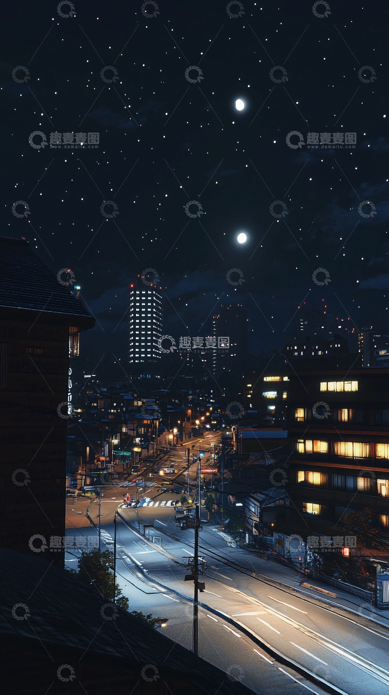 高清大图下载【趣麦麦图】星空下的城市夜景10