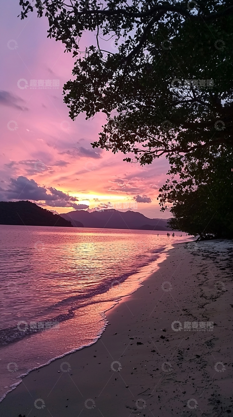 高清大图下载【趣麦麦图】唯美海滩日落