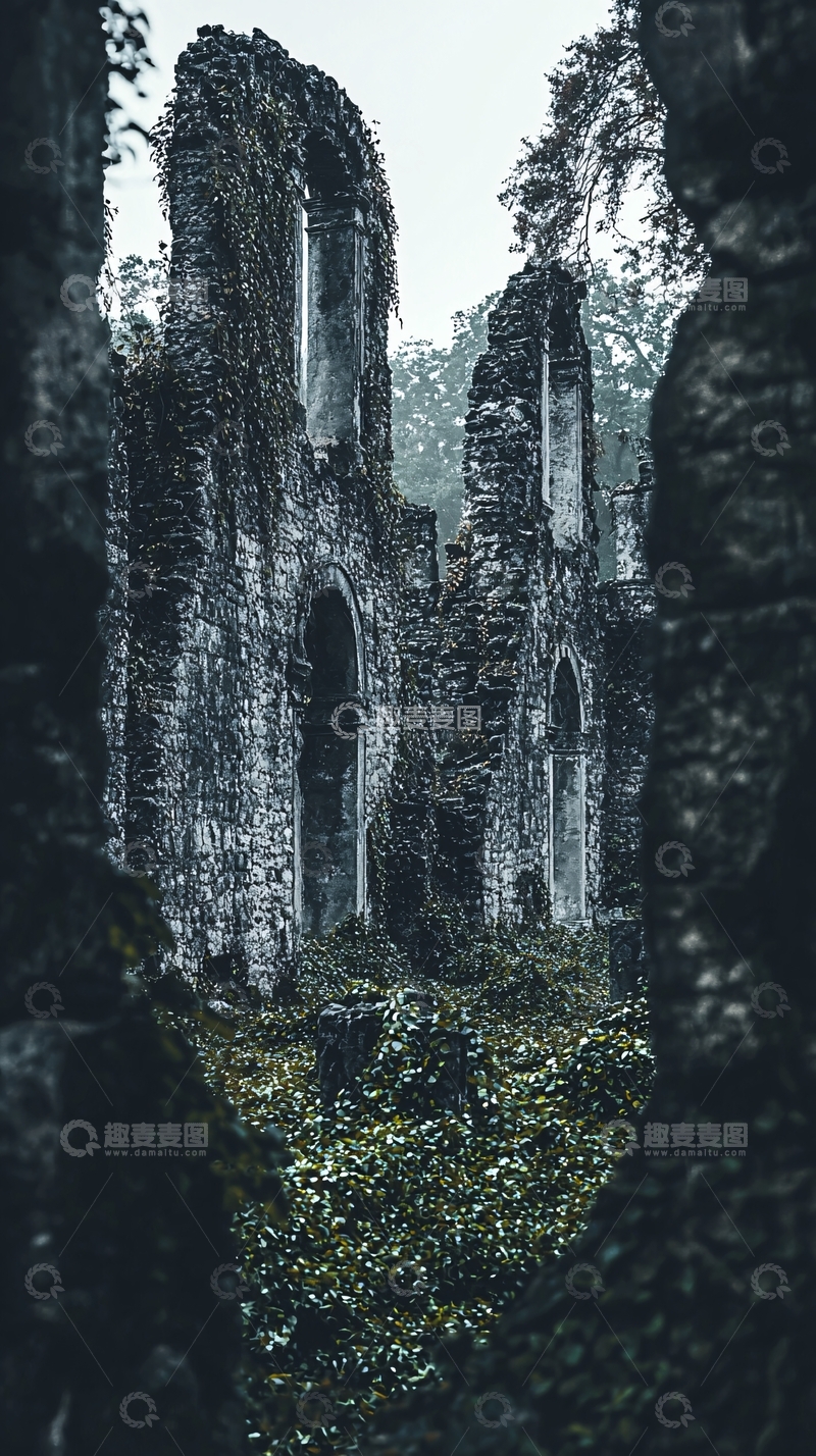 高清大图下载【趣麦麦图】苔藓覆盖的古老废墟