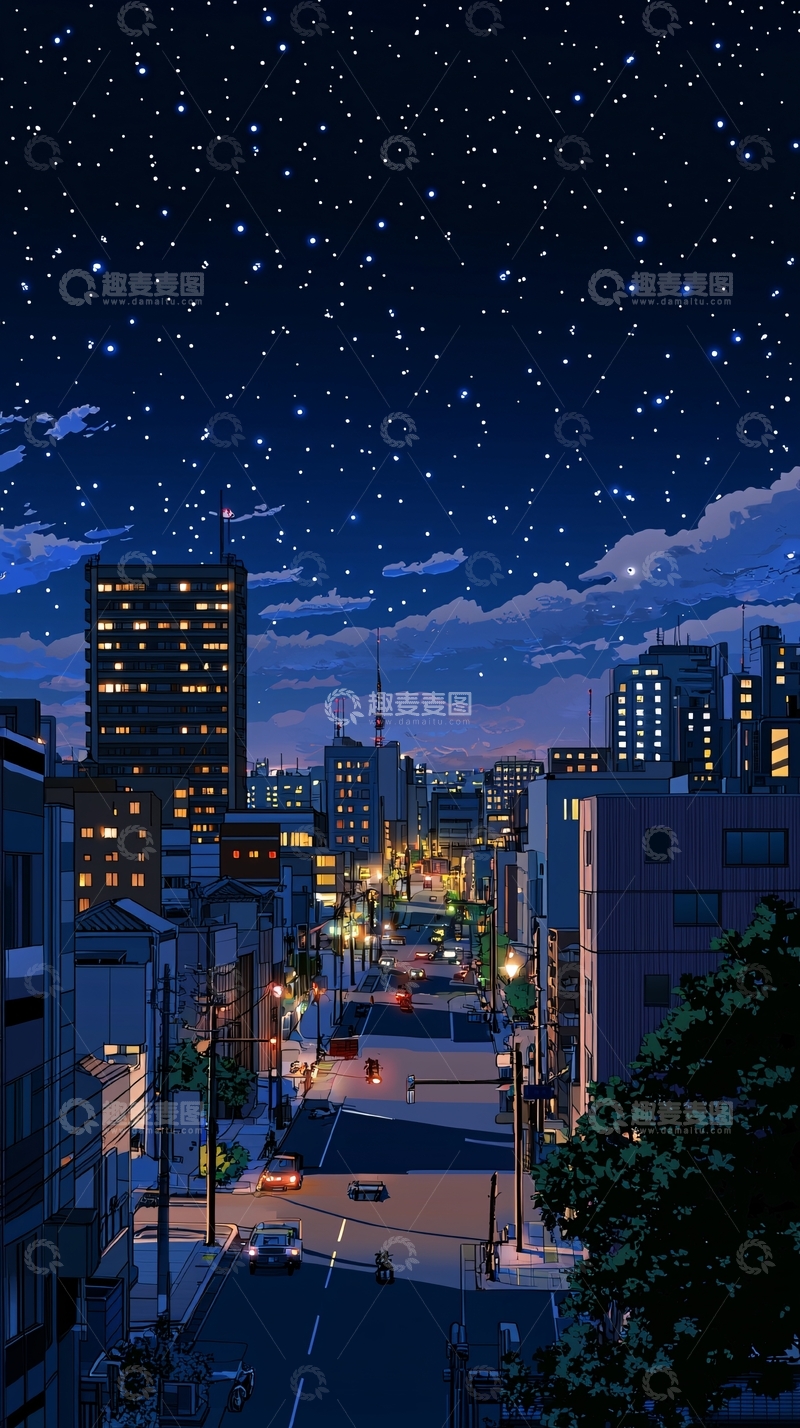 高清大图下载【趣麦麦图】星空下的城市夜景9