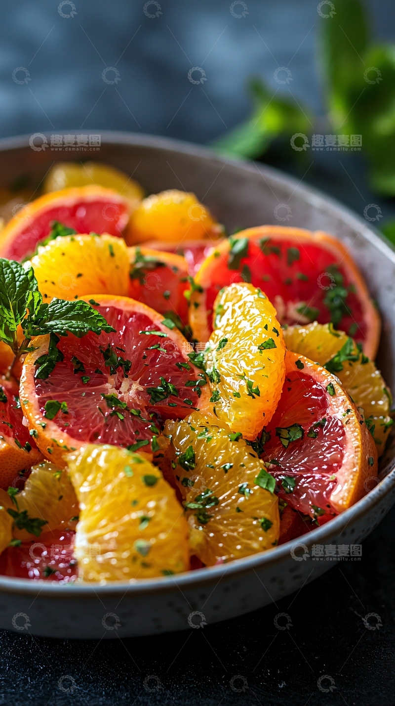 高清大图下载【趣麦麦图】柑橘类水果沙拉