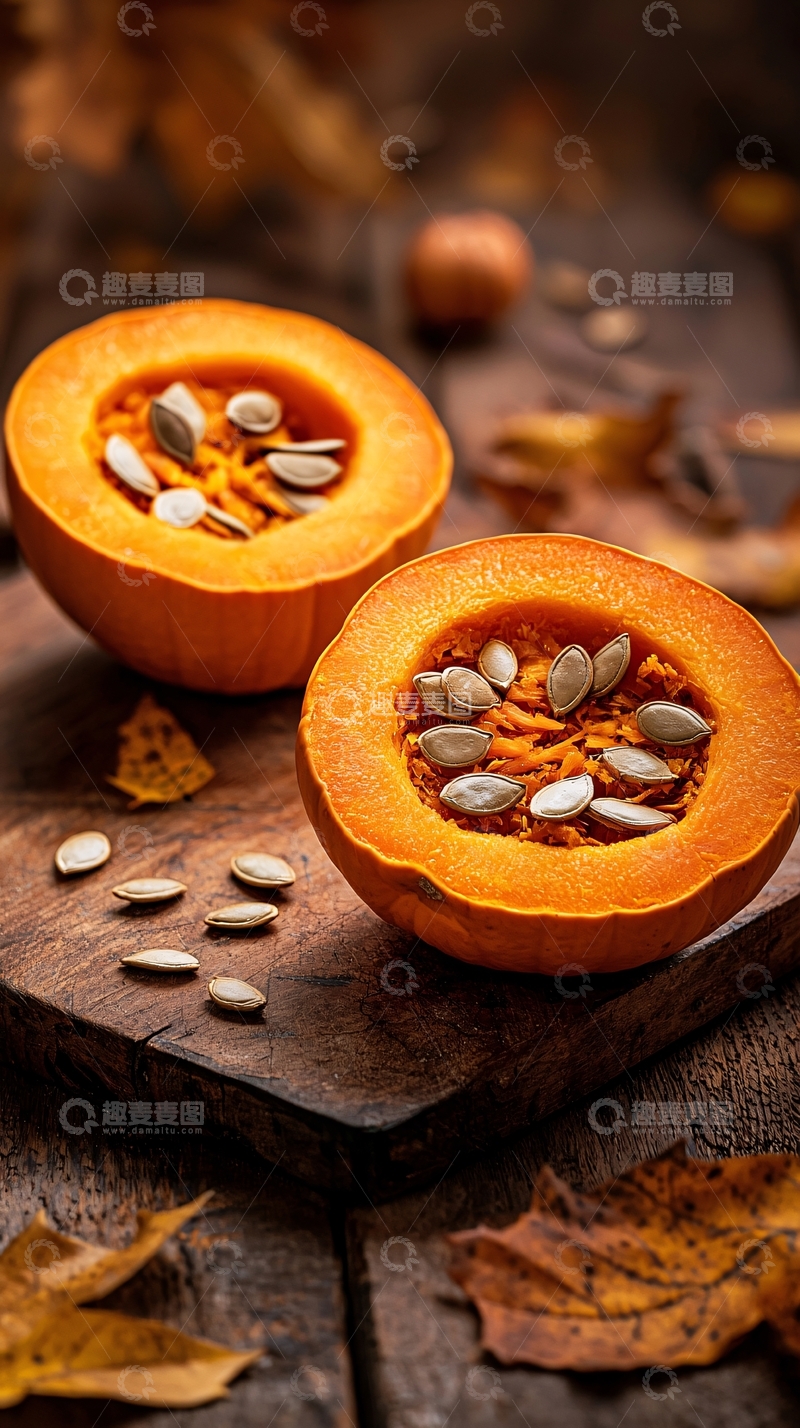 高清大图下载【趣麦麦图】切开的南瓜籽特写