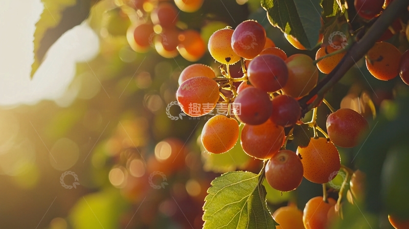 高清大图下载【趣麦麦图】阳光下成熟的樱桃果实