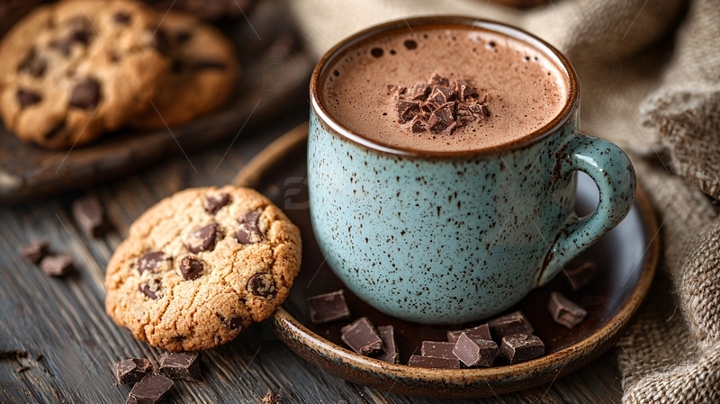 热巧克力与巧克力饼干