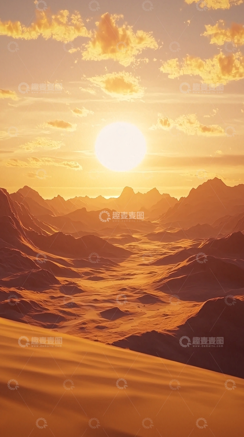 高清大图下载【趣麦麦图】沙漠日落