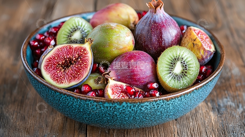 高清大图下载【趣麦麦图】木碗里盛放的各种水果